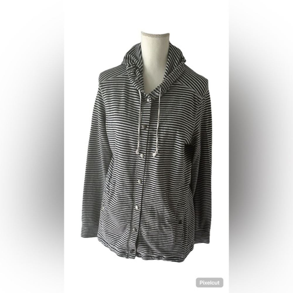 L.L. Bean Black and White Striped Utility Jacket